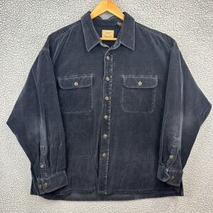 Oversized Corduroy Shirt Adult Large - XL Black Heavyweight Relaxed Fit 90s